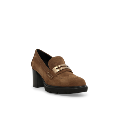 Mocassino donna in camoscio beige sigaro l5264q