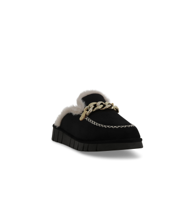 Pantofola donna in camoscio nero pd529q