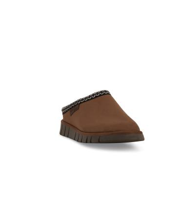 Pantofola donna in camoscio beige camel pd533q