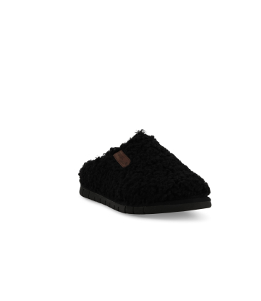 Pantofola donna calda in tessuto lana nero pd534q