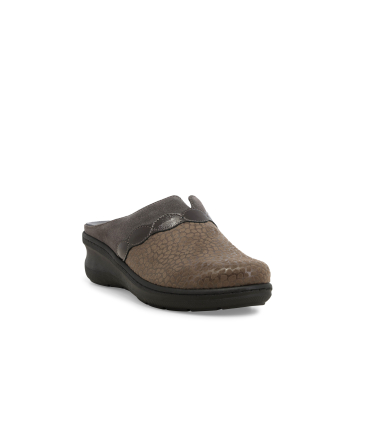 Pantofola donna in pelle marrone con plantare estraibile pd900q