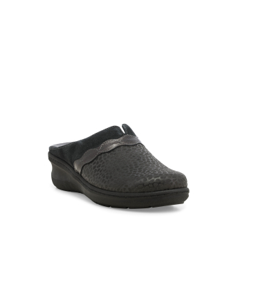 Hausschuh Damen aus Leder antracite mit Fussbett herausnehmbar pd900q