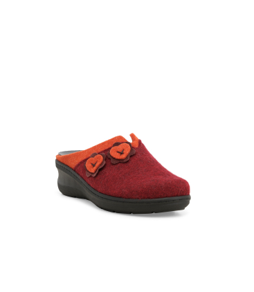 Hausschuh Damen mit Fussbett herausnehmbar aus Textil Rot pd902q