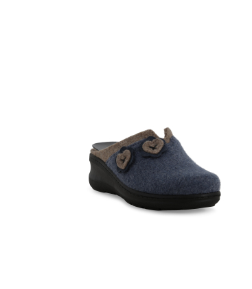Pantofola donna con plantare estraibile in tessuto blu pd902q