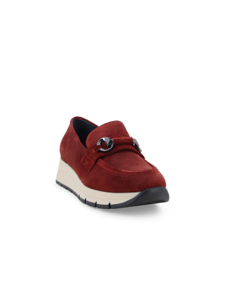 Mocassini donna in camoscio rosso bordo r25083q