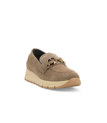 Mocassini donna in camoscio beige r25089q