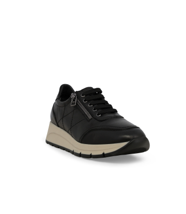 Sneaker Damen bequem aus Leder Schwarz r25093q