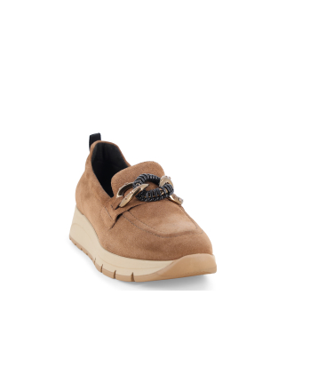 Mocassino donna comodo in camoscio marrone chiaro r25102