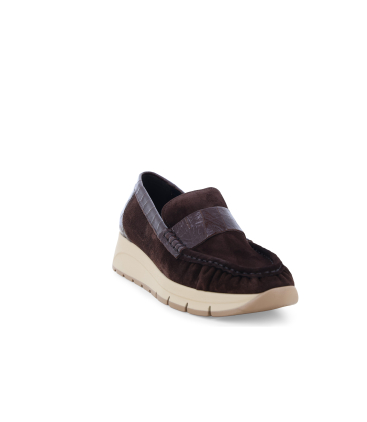 Mocassino donna comodo in camoscio marrone r25104