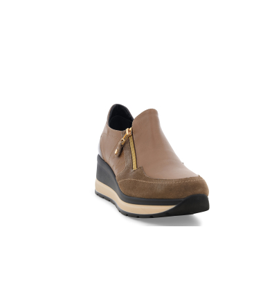Sneakers donna in pelle e camoscio beige r25552q