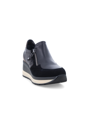 Sneaker Damen aus Leder und Wildleder Schwarz r25552q