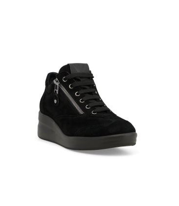 Sneakers donna in camoscio nero r25625q