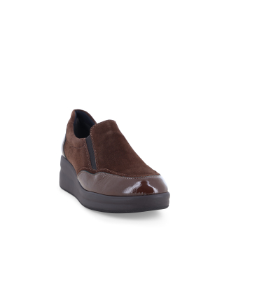 Sneaker Damen aus Wildleder und Lackleder Braun r25641q