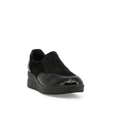 Sneakers donna in camoscio e vernice nero r25641q