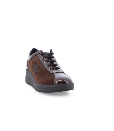 Sneaker Damen aus Lackleder und Wildleder Braun r25642q