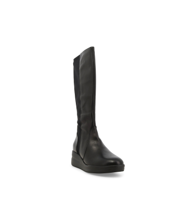 Stivale donna in pelle e tessuto elasticizzato nero r25647q