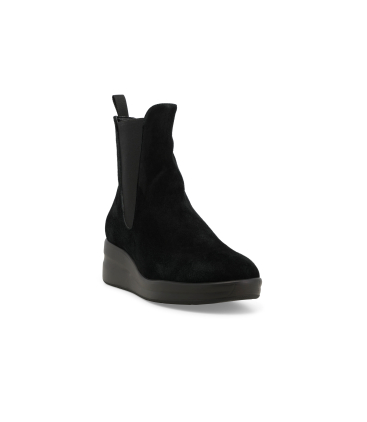 Stivaletto donna in camoscio bordo r25651q