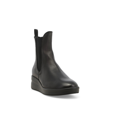 Stivaletto donna in pelle comodo con elastico nero r25651q