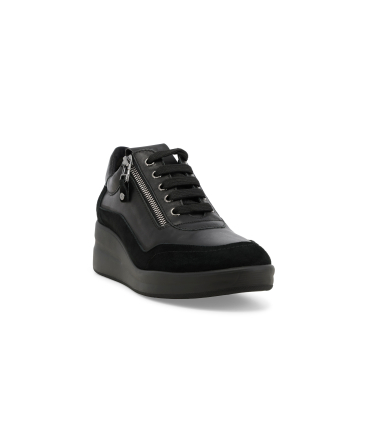 Sneakers donna in pelle e camoscio nero r25655q