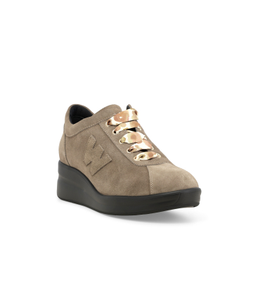 Sneakers donna in vernice comode beige r25656q
