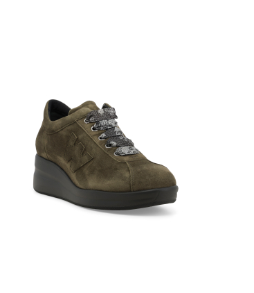 Sneakers donna in camoscio comode verde r25656q