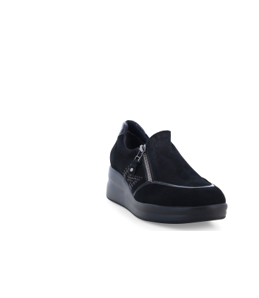 Sneakers donna in camoscio comode nero r25661q