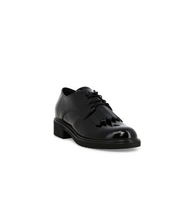 Mocassino allacciato donna in pelle nero r35503q