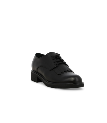 Mocassino allacciato donna in pelle nero r35503q