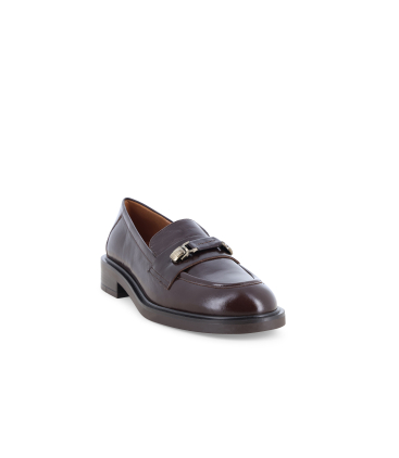 Mocassini donna in pelle abrasivato marrone moka r45044