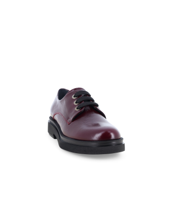 Mocassini donna allacciati in pelle morbida bordeaux r45451