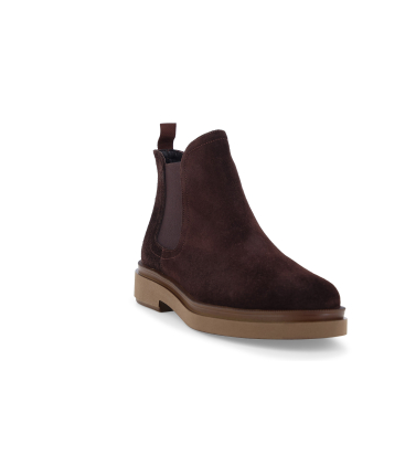 Stivaletti donna con elastico e cerniera in camoscio marrone r45456