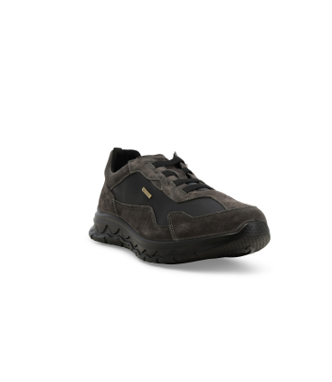 Sneakers antipioggia uomo in camoscio e tessuto nero e grigio u15545q