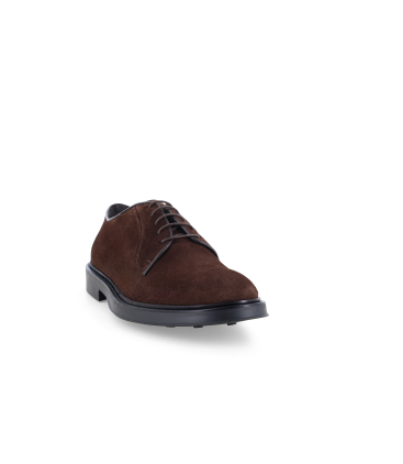 Scarpa uomo allacciata derby in camoscio marrone u24648q