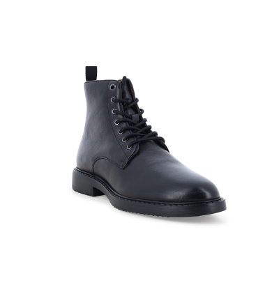 Stivaletto uomo anfibio stringato in pelle nero u25011bk