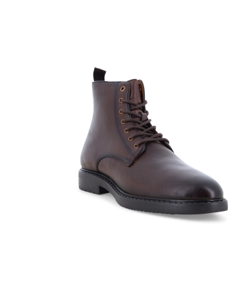 Stivaletto uomo anfibio stringato in pelle marrone u25011bk