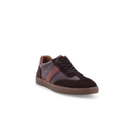 Sneakers allacciata uomo in pelle e camoscio multi marrone u25012bk