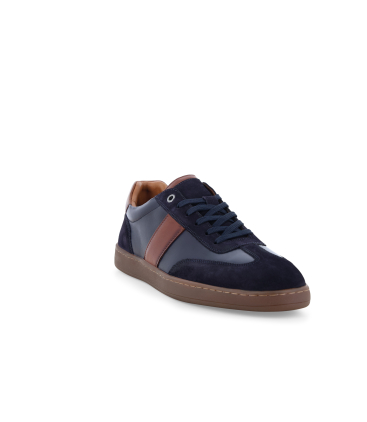 Sneakers allacciata uomo in pelle e camoscio multi blu marrone u25012bk