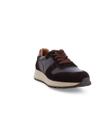 Sneakers allacciata uomo in pelle e camoscio multi marrone u56178
