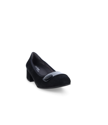 Décolleté donna comodo con plantare estraibile in camoscio nero x5100q