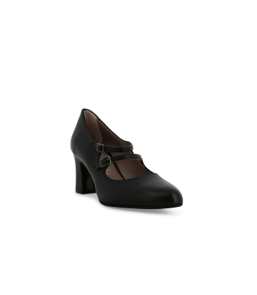 Décolleté donna con cinturino in camoscio nero x5214q