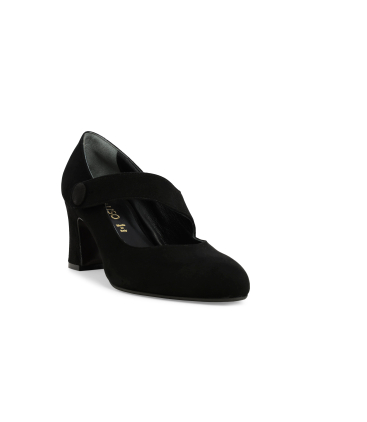 Décolleté con cinturino donna in camoscio nero x5225q