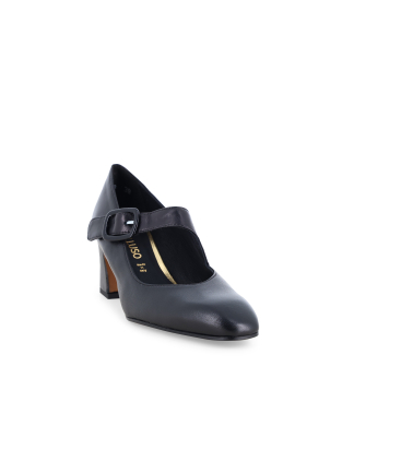 Décolleté con cinturino donna in pelle nero x5228