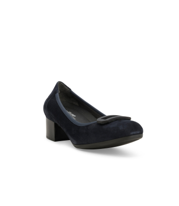 Décolleté donna comodo con tacco basso in camoscio blu navy x5318q