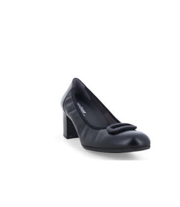 Décolleté donna comodo con tacco basso in pelle nero x5318q