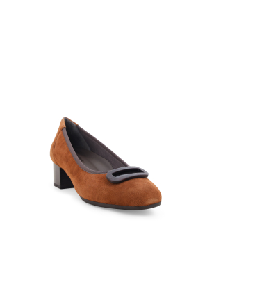 Pumps Damen bequem mit flachem Absatz aus Wildleder Braun hell x5318q