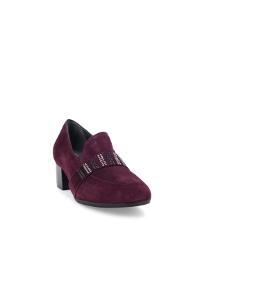 Mocassino donna comodo con tacco basso in camoscio bordo x5320q