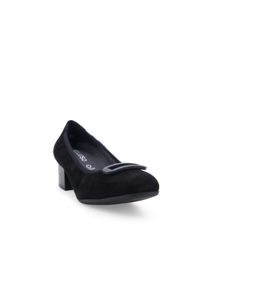 Pumps Damen flachem Absatz aus Wildleder Schwarz x5342q