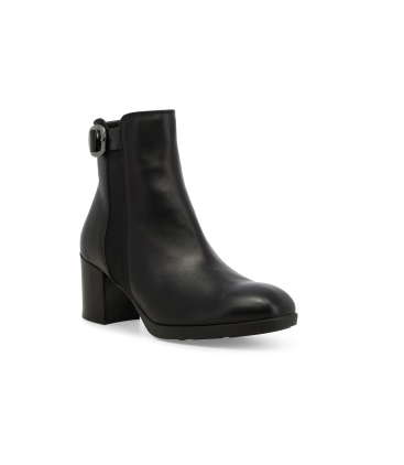 Stivaletto donna con fibbia elastico laterale in pelle nero z250q