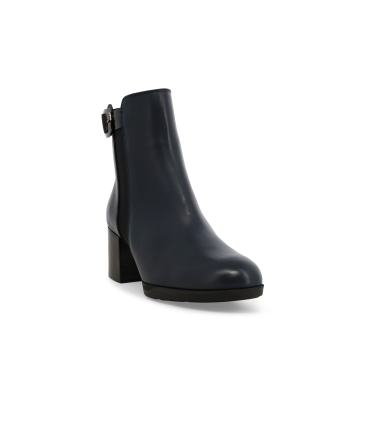 Stivaletto donna con fibbia elastico laterale in pelle blu navy z250q