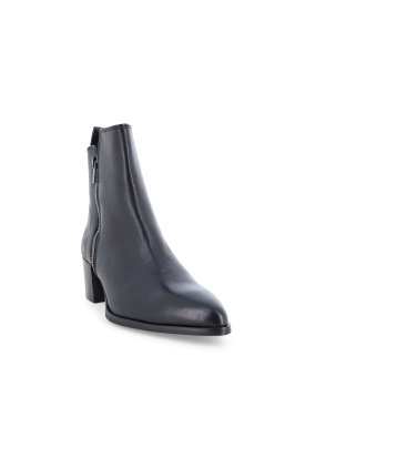 Stivaletto donna con cerniera in morbida pelle nero z377